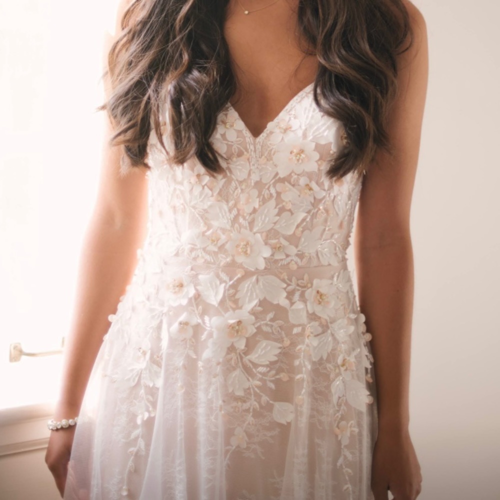 Jovani white/blush prom dress size 0